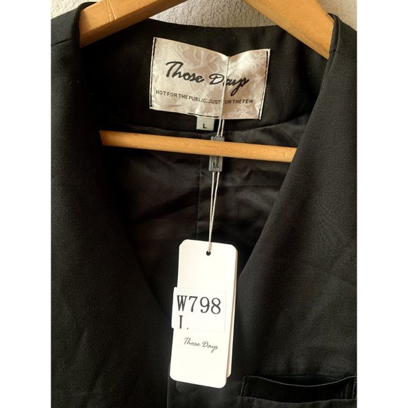 Those Days Black Vest with Satin Lining and Adjustable Cinch NEW WITH TAG Size L - Picture 3 of 8